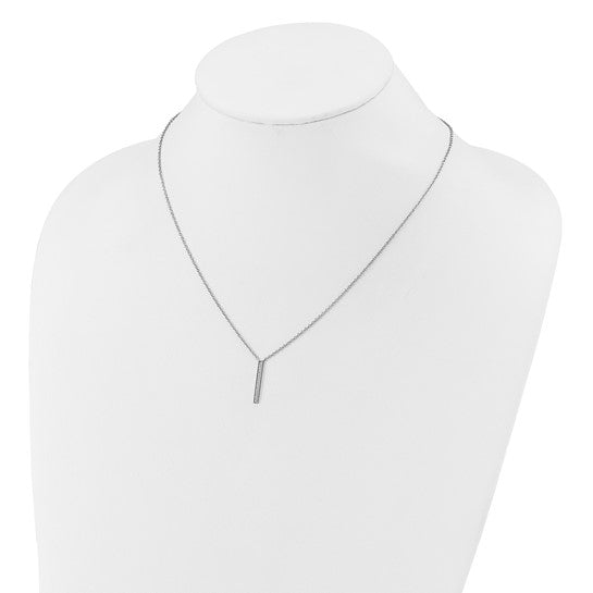 Sterling Silver Polished CZ Stone Bar Necklace