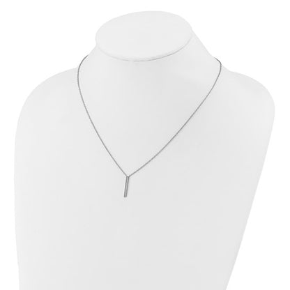 Sterling Silver Polished CZ Stone Bar Necklace