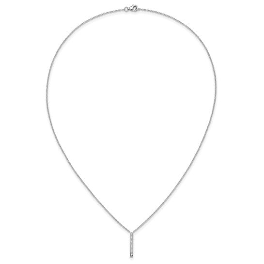 Sterling Silver Polished CZ Stone Bar Necklace