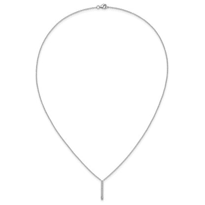 Sterling Silver Polished CZ Stone Bar Necklace