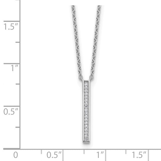 Sterling Silver Polished CZ Stone Bar Necklace