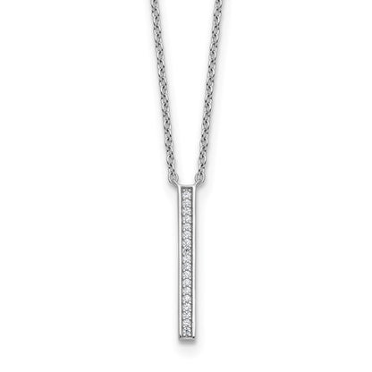 Sterling Silver Polished CZ Stone Bar Necklace