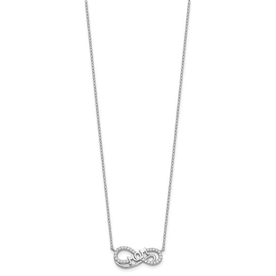 Sterling Silver Rhodium-Plated Infinity Mom Necklace