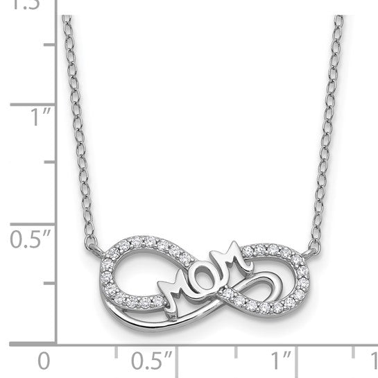 Sterling Silver Rhodium-Plated Infinity Mom Necklace