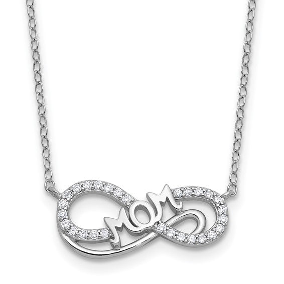 Sterling Silver Rhodium-Plated Infinity Mom Necklace
