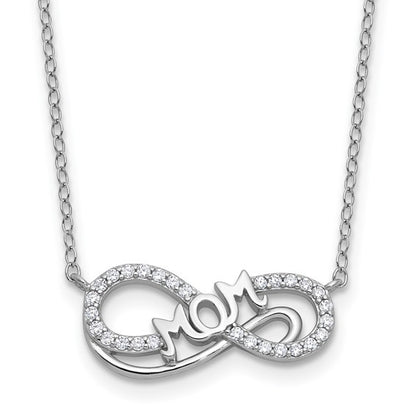 Sterling Silver Rhodium-Plated Infinity Mom Necklace