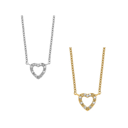 Sterling Silver CZ Hear Necklace