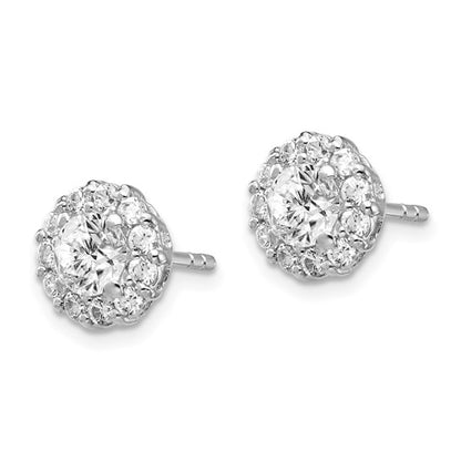 Sterling Silver CZ Solitaire w/ Halo Post Earrings