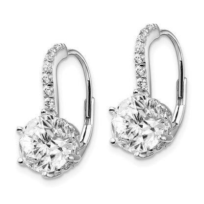 Sterling Silver Rhodium-Plated or Gold-Plated CZ Lever-Back Earrings -