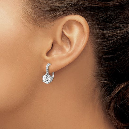 Sterling Silver Rhodium-Plated or Gold-Plated CZ Lever-Back Earrings -