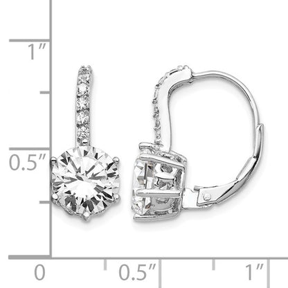 Sterling Silver Rhodium-Plated or Gold-Plated CZ Lever-Back Earrings -