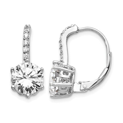 Sterling Silver Rhodium-Plated or Gold-Plated CZ Lever-Back Earrings -
