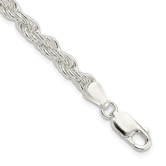 Sterling Silver Solid Rope Bracelet - 5.00 mm