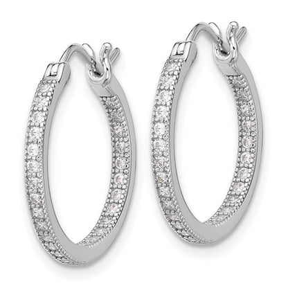 Sterling Silver CZ In/Out Hoop Earrings - 20 mm