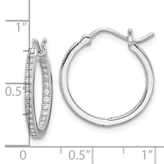 Sterling Silver CZ In/Out Hoop Earrings - 20 mm