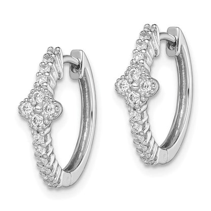 Sterling Silver Rhodium-Plated CZ Huggie Earrings