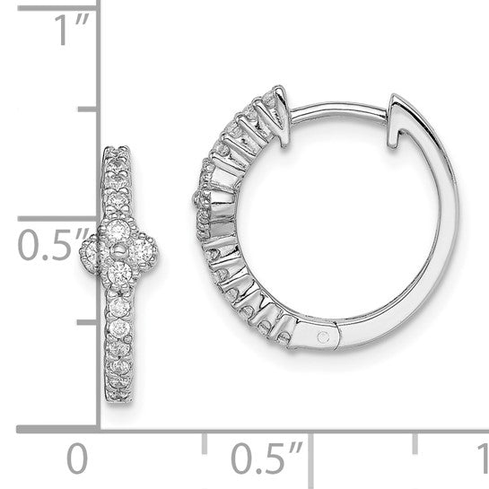 Sterling Silver Rhodium-Plated CZ Huggie Earrings