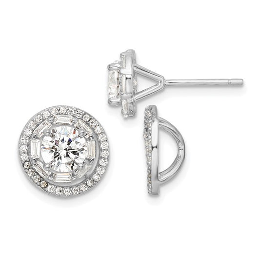 Sterling Silver Polished 6mm CZ Stud with Jackets Earrings