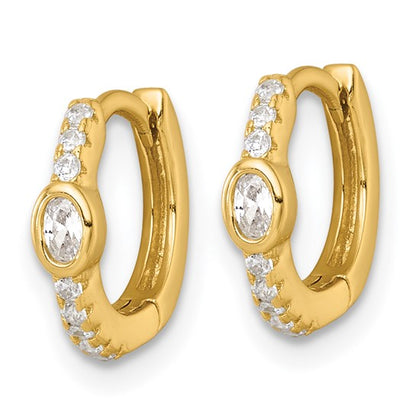 Sterling Silver Gold-Plated CZ Huggie Earrings