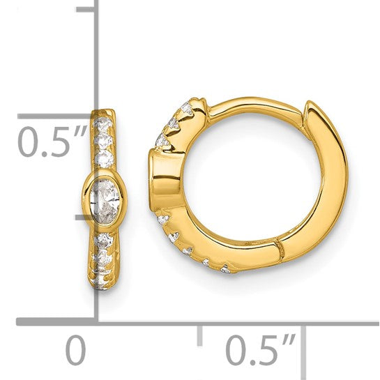 Sterling Silver Gold-Plated CZ Huggie Earrings