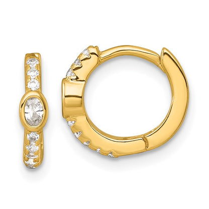 Sterling Silver Gold-Plated CZ Huggie Earrings