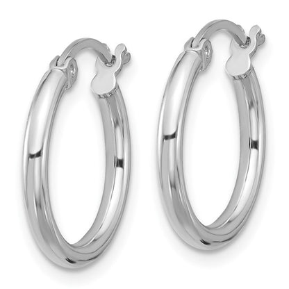 Sterling Silver Rhodium-Plated 2 mm Round Hoop Earrings - 19 mm