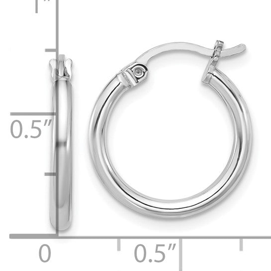 Sterling Silver Rhodium-Plated 2 mm Round Hoop Earrings - 19 mm