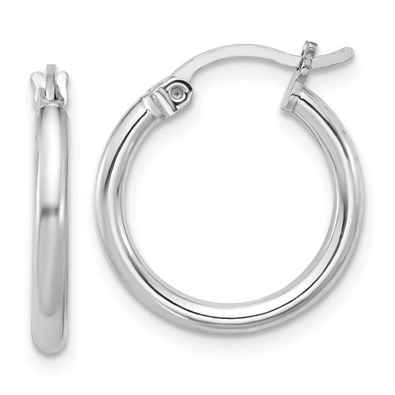 Sterling Silver Rhodium-Plated 2 mm Round Hoop Earrings - 19 mm