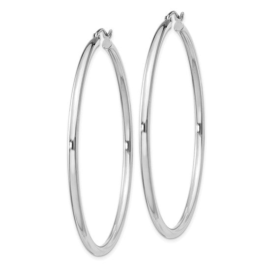 Sterling Silver Rhodium-Plated 2.5 mm Round Hoop Earrings - 55 mm