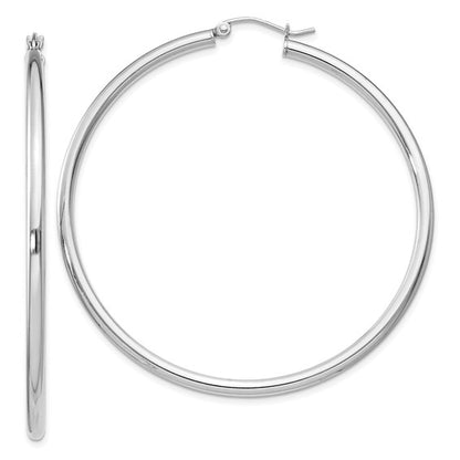 Sterling Silver Rhodium-Plated 2.5 mm Round Hoop Earrings - 55 mm