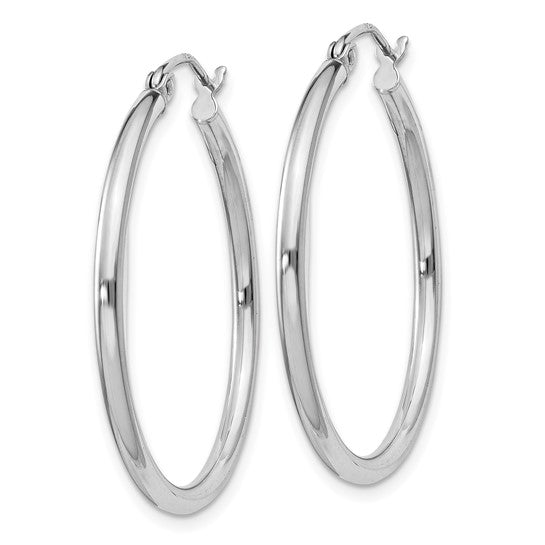 Sterling Silver Rhodium-Plated 2 mm Round Hoop Earrings - 32 mm