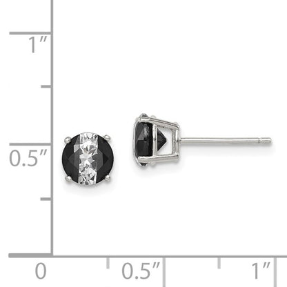 Sterling Silver Black & White CZ Stud Post Earrings