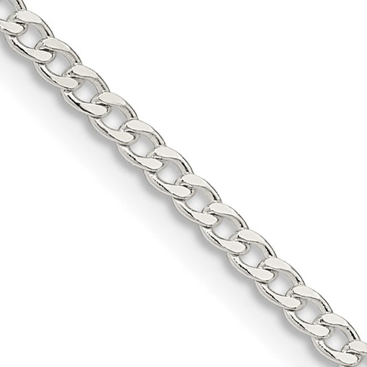 Sterling Silver Beveled Curb Link Chain - 2.30 mm