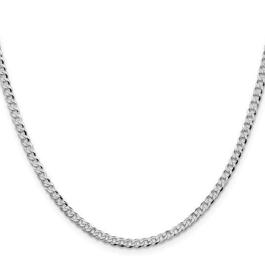 Sterling Silver Rhodium-Plated Beveled Curb Link Chain - 3.20 mm