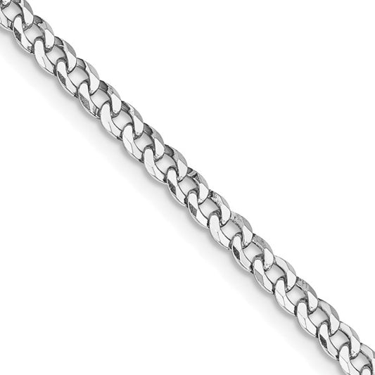Sterling Silver Rhodium-Plated Beveled Curb Link Chain - 3.20 mm