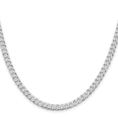 Sterling Silver Rhodium-Plated Beveled Cuban Link Chains - 5.00 mm