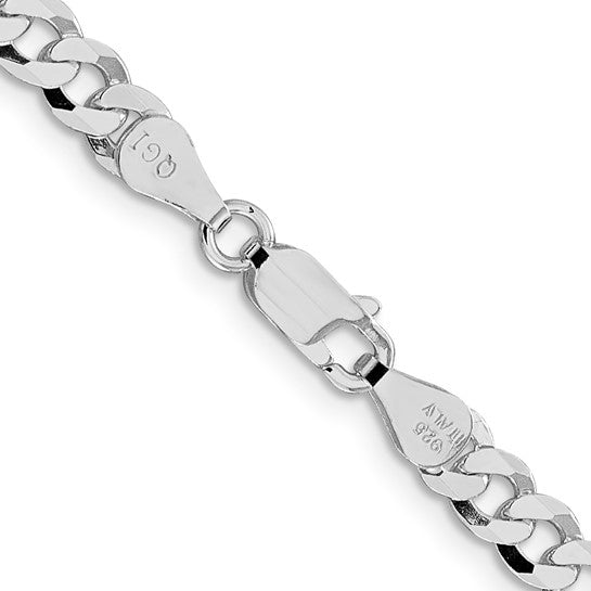 Sterling Silver Rhodium-Plated Beveled Cuban Link Chains - 5.00 mm