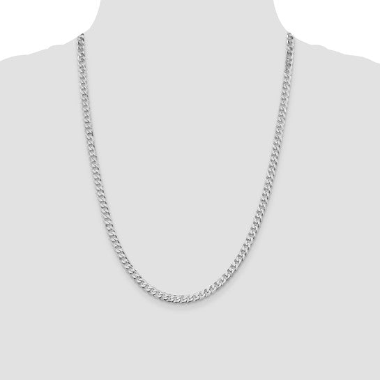 Sterling Silver Rhodium-Plated Beveled Cuban Link Chains - 5.00 mm