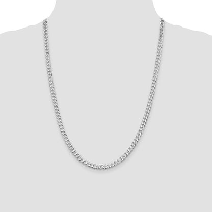 Sterling Silver Rhodium-Plated Beveled Cuban Link Chains - 5.00 mm