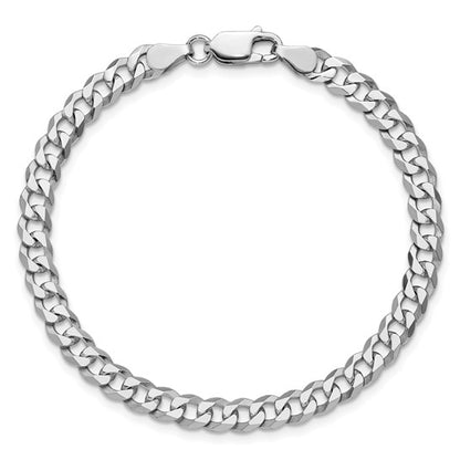 Sterling Silver Beveled Curb Link Bracelet - 5.00 mm