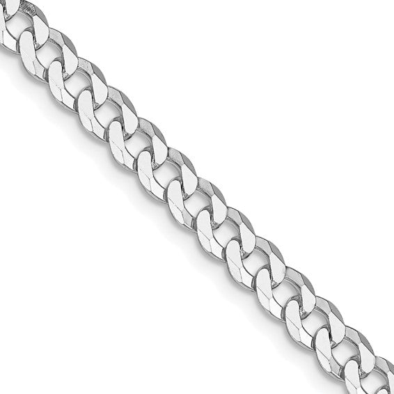 Sterling Silver Rhodium-Plated Beveled Cuban Link Chains - 5.00 mm