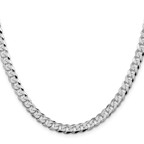 Sterling Silver Rhodium-Plated Beveled Curb Link Chain - 6.00 mm