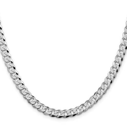 Sterling Silver Rhodium-Plated Beveled Curb Link Chain - 6.00 mm