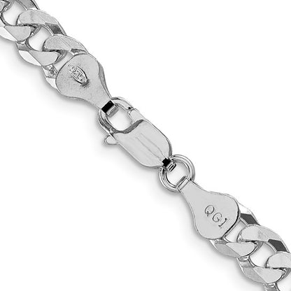 Sterling Silver Rhodium-Plated Beveled Curb Link Chain - 6.00 mm