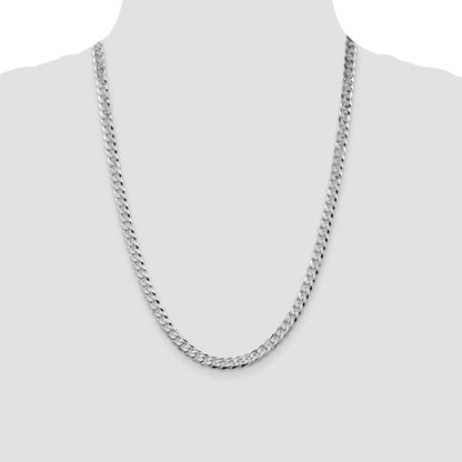 Sterling Silver Rhodium-Plated Beveled Curb Link Chain - 6.00 mm