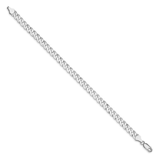 Sterling Silver Rhodium-Plated Beveled Curb Link Chain - 6.00 mm