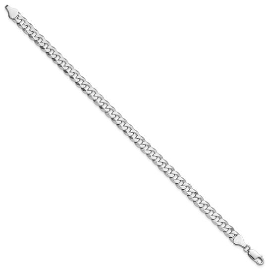 Sterling Silver Beveled Curb Link Bracelet - 6.00 mm