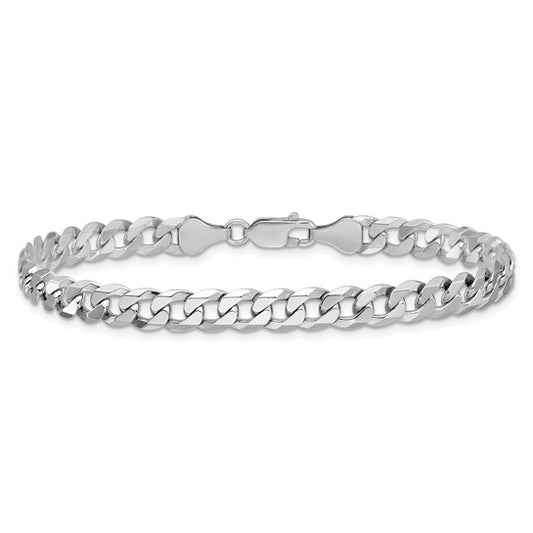 Sterling Silver Beveled Curb Link Bracelet - 6.00 mm