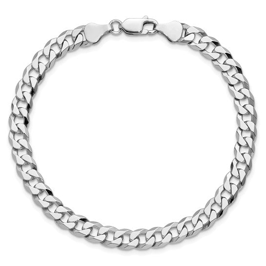 Sterling Silver Beveled Curb Link Bracelet - 6.00 mm