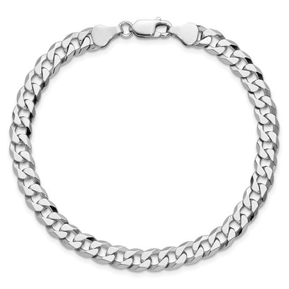 Sterling Silver Beveled Curb Link Bracelet - 6.00 mm